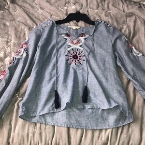 Blue embroidery top